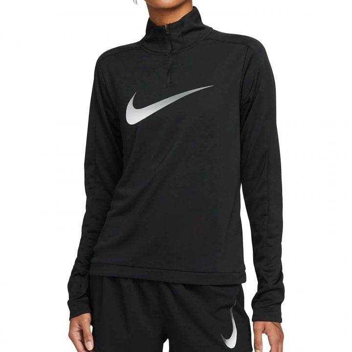 Nike Dri Fit Swoosh Short Zip Long Sleeve Top Womens Dx0952 010